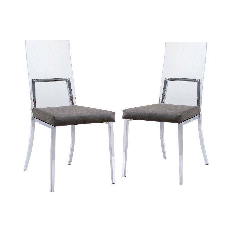 Set of 2 Soren Upholstered Dining Chairs Chrome - miBasics, 1 of 5