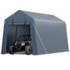 10'*15' Outdoor Storage Shed, Heavy Duty Carport with Roll-Up Door-Waterproof Portable Garage for Motorcycle, Tools, All-Weather Protection.gray - 2 of 4