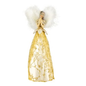Northlight 10" Gold and White Angel Christmas Tree Topper, Unlit - 1 of 4