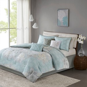 24 Pcs Essentials RIAB Faux Silk Bedding Set, Luxury Lavish Tufted Detailed Comforter for All Season, Solid Royal Style Traditional Prime Cozy Bed Set - 1 of 4