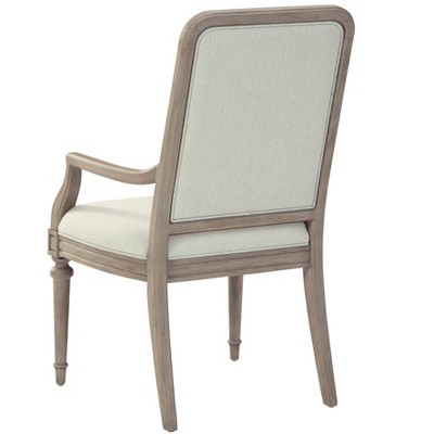 Ivory Linen Upholstered Arm Chair with Driftwood Finish