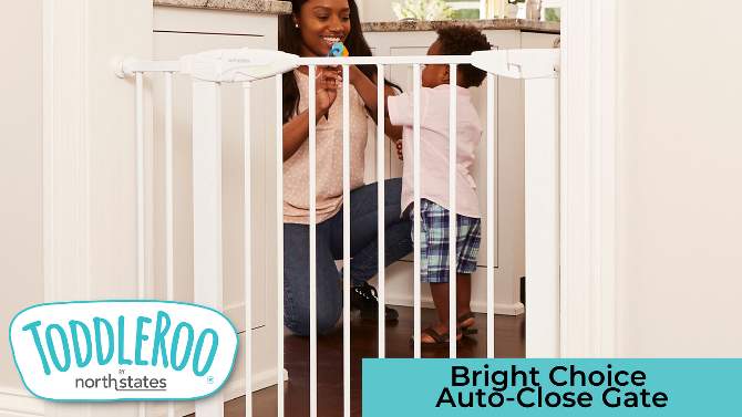 Toddleroo by North States Bright Choice Auto-Close Baby Gate - White -  29.75&#34;-40.5&#34; Wide, 2 of 7, play video