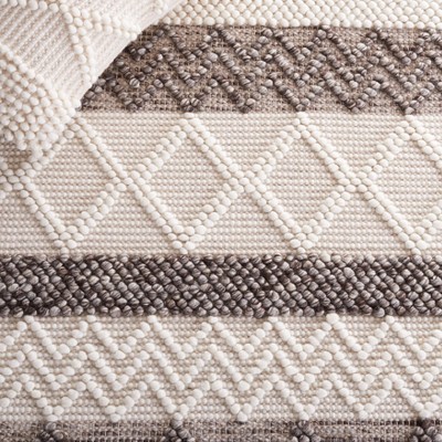 Ivory and Gray Handwoven Wool Square Area Rug