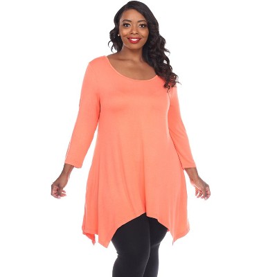 Women's Plus Size 3/4 Sleeve Makayla Tunic Top with Pockets - White Mark