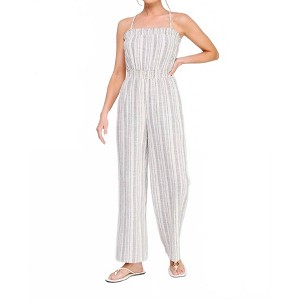 Women's Striped Tie-back Jumpsuit - ALLIE ROSE - 1 of 3