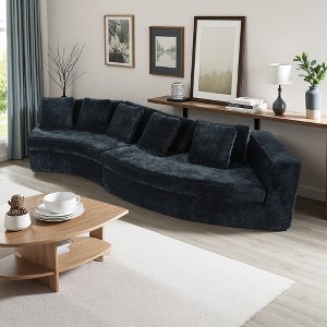 115.7" Chenille Curved Modular Sectional Sofa with 5 Pillows - 1 of 4