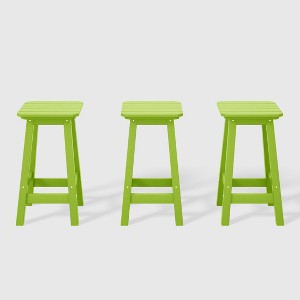 WestinTrends Malibu 24" All Weather Hdpe Outdoor Patio Square Backless Counter Stool (Set of 3) - 1 of 4