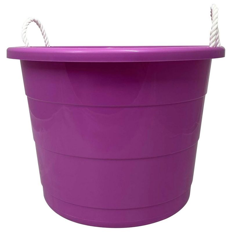 Homz 17 Gallon Durable Storage Buckets with Sturdy Rope Handles for Sports Equipment, Party Cooler, Gardening, Toys and Laundry, Orchid (2 Pack), 4 of 8