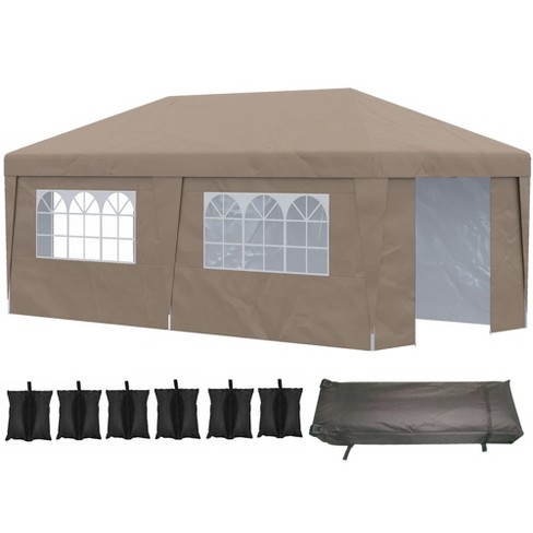 Outsunny 10' x 19' Pop Up Canopy with Easy Up Steel Frame, 3-Level Adjustable Height and Carrying Bag, Sun Shad, Party Tent for Patio, Backyard