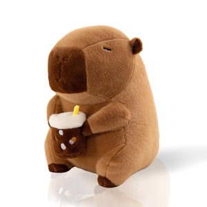TITQWOP 12" Capybara Stuffed Animal Capybara Plush Toy Clutching a Milk Tea, Ultra Soft Huggable Gift for Kids, Girls, Boys & Milk Tea Lovers - 1 of 4