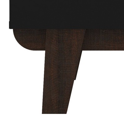 Kincaid Matte Black Wood 2-Drawer Nightstand with Walnut Legs