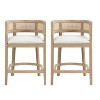 Christopher Knight Home Marni Contemporary Rubberwood Upholstered Counter Stools with Curved Rattan Back (Set of 2) - 2 of 4