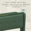 Sapphtopaz Leather Bed Frame PU Upholstered Platform Bed with Wingback Headboard & Footboard, Solid Wooden Slats Support, No Box Spring Needed - 3 of 4