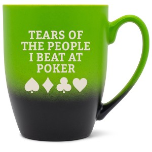 100 North Playing Card 10 Ounce Green and Black Two Toned Ombre, Comfortably Fits Your Hands, Ceramic Tea Coffee Cup Mug, TEARS OF THE PEOPLE I BEAT - 1 of 1