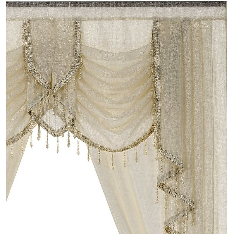 Kate Aurora Ultra Glam Beaded Sparkly Sheer Window in a Bag Curtain Set, 3 of 7