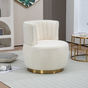 CAVINAS Teddy Fabric Cuddle Barrel Swivel Accent Chair with Mid-Height Back,Upholstered Swivel Living Room Chairs,Reading Chairs for Living Room - 1 of 4