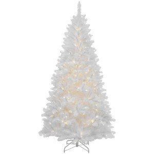 Northlight 7.5' Prelit Artificial Christmas Tree Sparkling White Alaskan Pine - Clear Lights - 1 of 4