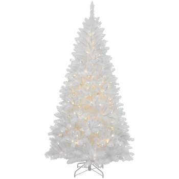 Northlight 7.5' Prelit Artificial Christmas Tree Sparkling White Alaskan Pine - Clear Lights