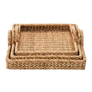 Storied Home Decorative Water Hyacinth Tray Set of 3 - 1 of 4