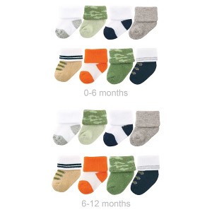 Luvable Friends Infant Boys Grow with Me Cotton Terry Socks, Green Camo, 0-6 and 6-12 Months - 1 of 1
