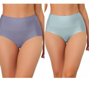 Allegra K Women's Tummy Control Unlined High-Waisted Breathable Hipster Underwear 2 Packs - 1 of 4