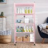 LunaLulinlk 5-Tier Storage Shelving Unit, Metal Shelf, Foldable Storage Shelf with Wheels, Kitchen Shelf with 4 Hooks, No Assemble Require, Pink - 4 of 4