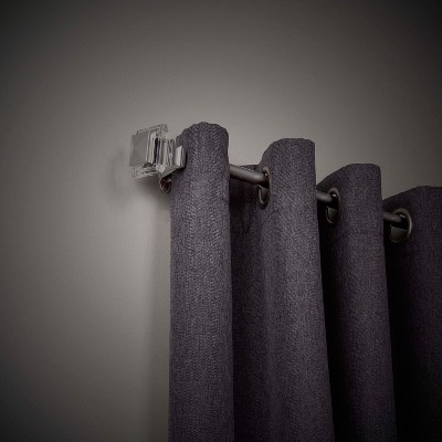Brushed Nickel Adjustable Room Darkening Curtain Rod with Decorative Finials