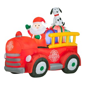 6' Inflatable Santa in Vintage Firetruck Yard Decoration - National Tree Company - 1 of 3