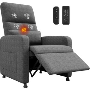 Power Recliner with Massage & Heat, Electric Ergonomic Chair with Overstuffed Tall Back, Padded Seat, 2 Side Pockets & USB Port - 1 of 4