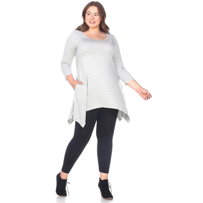 Women's Plus Size 3/4 Sleeve Makayla Tunic Top with Pockets - White Mark, 2 of 4
