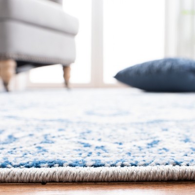 Navy and Light Grey Synthetic 4' x 6' Hand-Knotted Area Rug