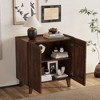 PAGED Wood Pantry Cabinet with Storage, Rustic Storage Cabinet with Adjustable Shelf, Fluted Sideboard Cabinet, Geometric Design Buffet Cabinet - 2 of 4