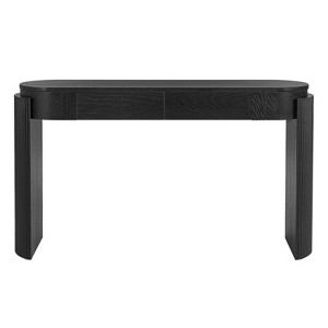 Luxystar Console Table with Natural Wood Grain Finish, Oval Top and 2 Drawers for Entryway and Living Room, Black - 1 of 4