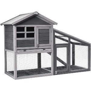 Tangkula Rabbit Hutch Indoor Outdoor Wooden Chicken Coop Bunny Hutch with Run Ventilation Door Removable Tray Ramp Sunlight Panel - 1 of 4