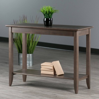 Oyster Gray Medium Wood Console Table with Storage