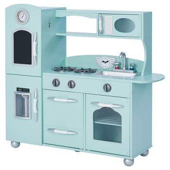 Mint Wooden Toy Kitchen with Fridge Freezer and Oven by Teamson Kids TD-11414M
