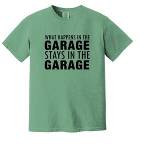 Simply Sage Market Men's What Happens In The Garage Short Sleeve Garment Dyed Tee - 1 of 3
