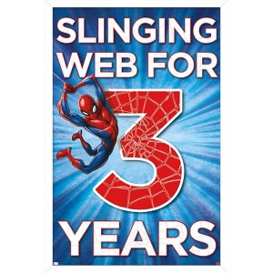 Trends International Marvel Spider-Man - Happy 3rd Birthday Framed Wall Poster Prints - 1 of 4