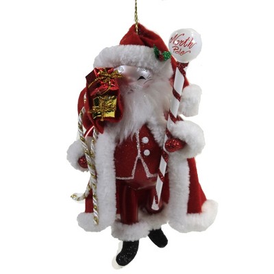 Italian Ornaments 6.25 In Santa W/ North Pole Staff Italian Christmas St. Nick Tree Ornaments