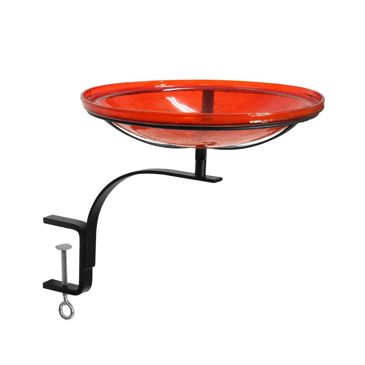 13.75" x 19.5" x 14" Reflective Crackle Glass Birdbath Bowl: No-Drill Clamp, Deck Rail Compatible - ACHLA Designs - thumbnail 8