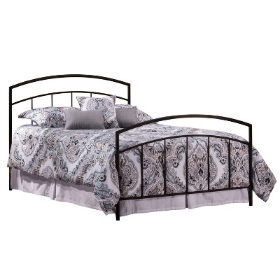 Textured Black Metal Queen Bed with Headboard and Footboard
