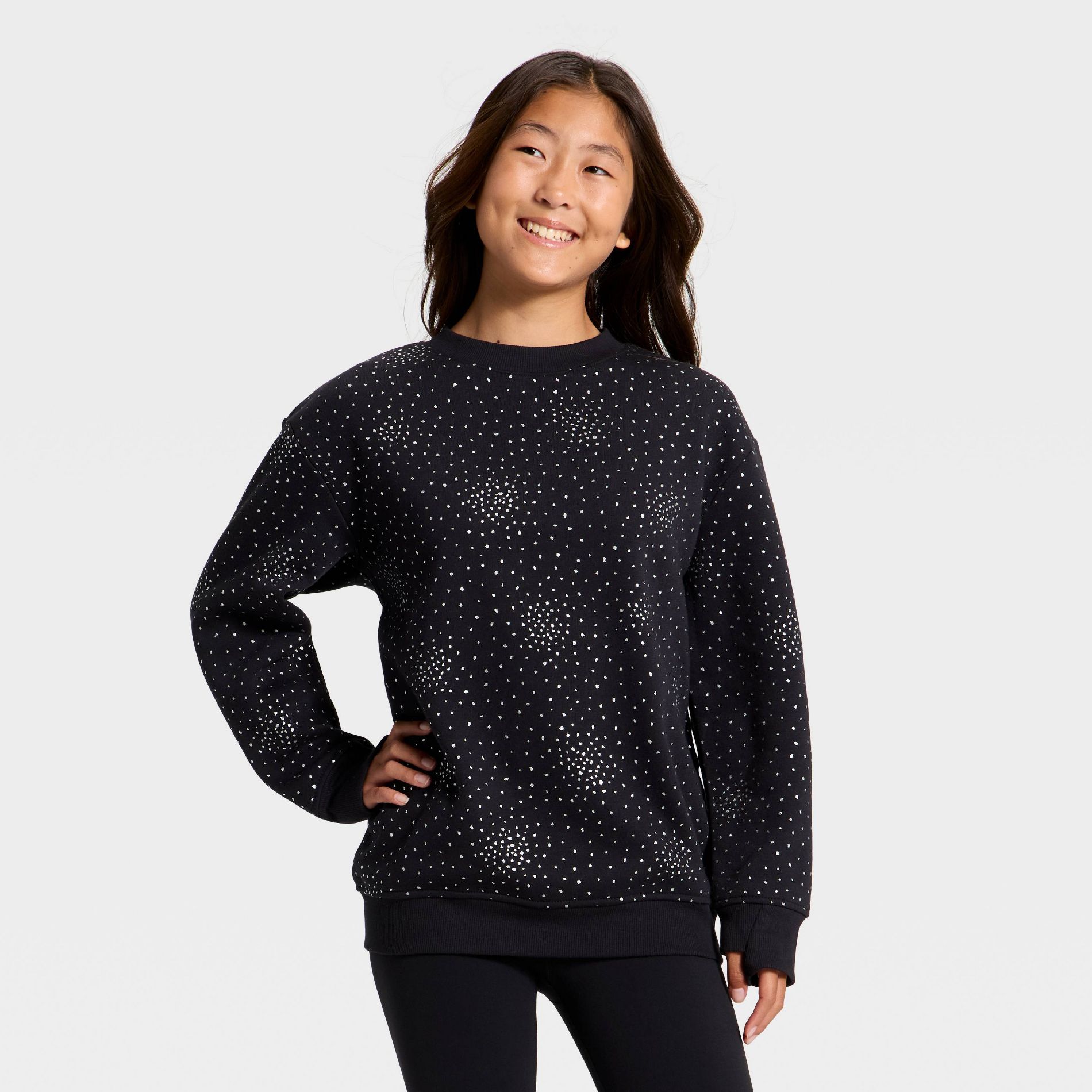 Girls' Active Comfort Fleece Crewneck Sweatshirt - All In Motion™