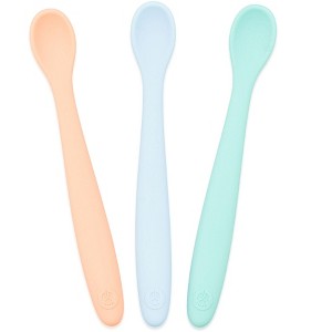 WeeSprout Silicone Baby Spoons, First Stage Infant Feeding Utensils With Soft-Tip, Set of 3 - 1 of 4