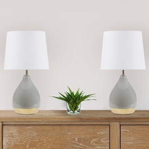 510 Design (Set of 2) 12"x21.5" Liora 2-Tone Ceramic (Includes LED Light Bulb) Table Warm Soft Lamps - 1 of 4