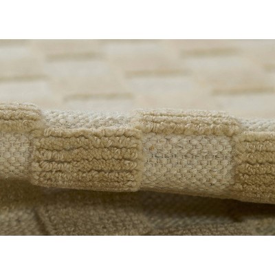Beige Checkered Handwoven Wool 5' x 8' Area Rug