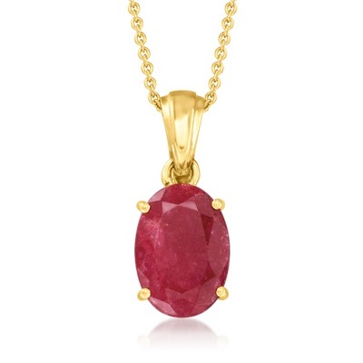 Ross-Simons 5.50 Carat Ruby Pendant Necklace in 18kt Gold Over Sterling Size 18