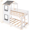 Grungis Twin Over Twin Loft Bed with Roof and Window,Modern Bunk Bed withGuardrail and Ladder,Loft and Bunk Bed for Bedroom - 3 of 4