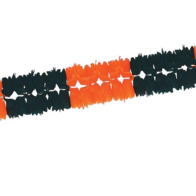 Beistle 7" x 14' 6" Pageant Garland Orange/Black 2/Pack 55180-OB