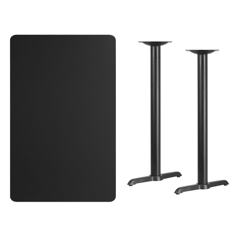 Flash Furniture 30'' x 48'' Rectangular Black Laminate Table Top with 5'' x 22'' Bar Height Table Bases, 3 of 5