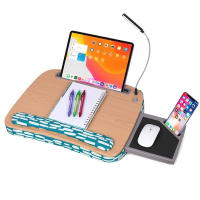 Sofia + Sam Multi-tasking Memory Foam Lap Desk with Teal Strokes Pattern